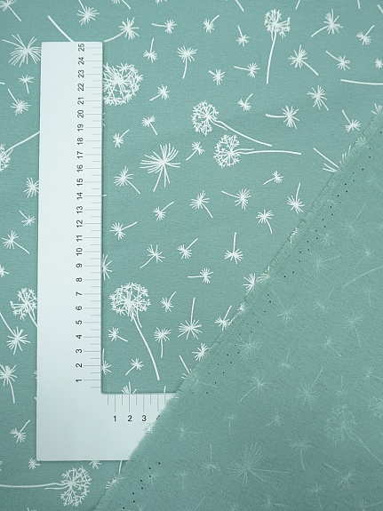 Теплый хлопок "Одуванчиковый ветер" цв.св.голубой мох, ш.1.45м, хлопок-100%, 115гр/м.кв