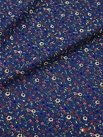 Штапель Премиум "Цветочная мириада" цв.темно-синий, ш.1.45м, вискоза-100%, 120гр/м.кв