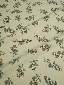 Теплый хлопок "Осенние веточки" цв.св.телесно-бежевый, СОРТ2, ш.1.45м, хлопок-100%, 160гр/м.кв