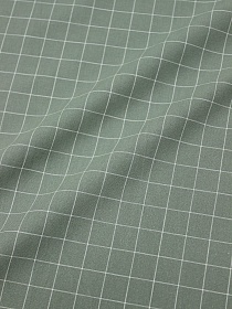 Вареный (стираный) хлопок "Белая клетка (1.7*1.7см) на винтажно-мятном", ш.2.5м, хлопок-100%
