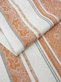 Мерный лоскут Холст полотенечный жаккард "Вышивка" цв.оранжевый, ш.0.5м, лен-30%, хлопок-70%, 210гр/м.кв