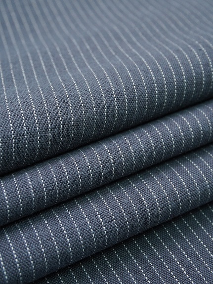 Пестрядь "Мелкая полоска на темно-сером с синим оттенком", ш.1.42м, хлопок-95%, п/э-5%, 160гр/м.кв