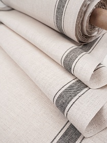 Мерный лоскут Холст полотенечный жаккард "Черная полоска" цв.натуральный светлый, ш.0.5м, лен-100%, 170гр/м.кв