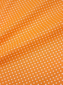Бязь "Белый горох (3мм) на оранжевом", СОРТ2, ш.1.5м, хлопок-100%, 120гр/м.кв