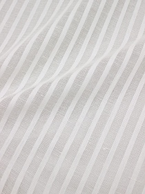 Мерный лоскут (ткань в отрезах) - Полулен декоративный "Сетка в узкую полоску" цв.молочный, ш.2.6м