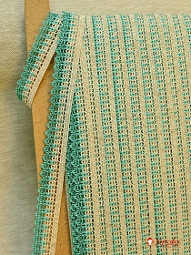 Кружево цв.льняной/мятно-изумрудный, 25мм, хлопок-76%, п/э-24%