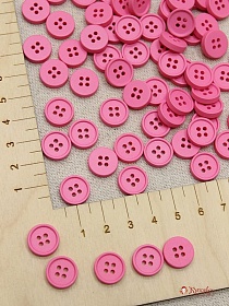 Пуговица пластмасса, цв.розовый интенсивный, 12мм, 4 отверстия