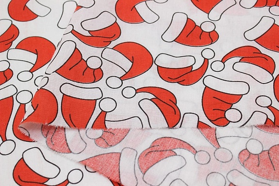 Поплин "Новогодние колпачки", СОРТ2,  ш.1.5м, хлопок-100%, 115гр/м.кв