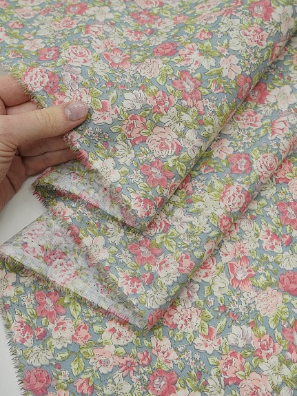 Сатин "Нежные соцветия" цв.серый , ш.2.35м, хлопок-100%, 105гр/м.кв