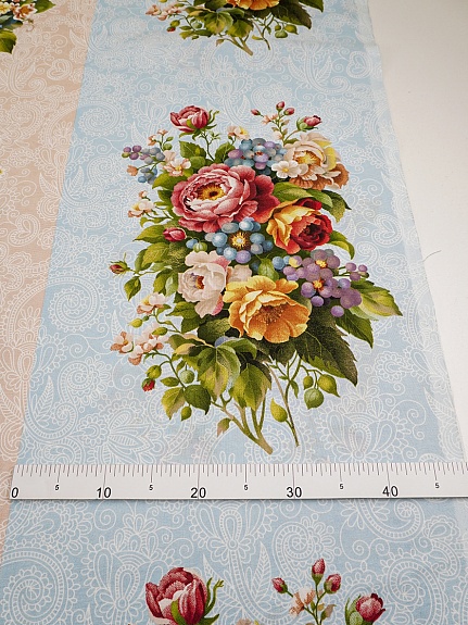 Рогожка "Садовый букет", ш.1.5м, хлопок-100%, 165гр/м.кв, раппорт 64см