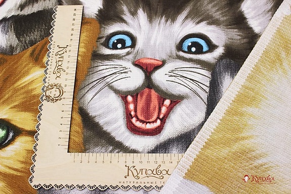 Вафельное полотно "Котофеи", ш.1.5м, хлопок-100%, 165гр/м.кв