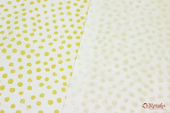 Полулен "Горчичный горох под набойку на белом", ш.1.5м, лен-30%, хлопок-70%, 147гр/м.кв