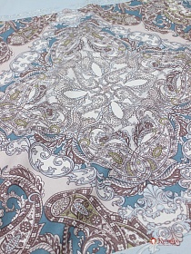 Бязь "Цветочное настроение" (Гол.платок 0.74м*0.81м) цв.голубой, ш.1.5м, хлопок-100%, раппорт 81см