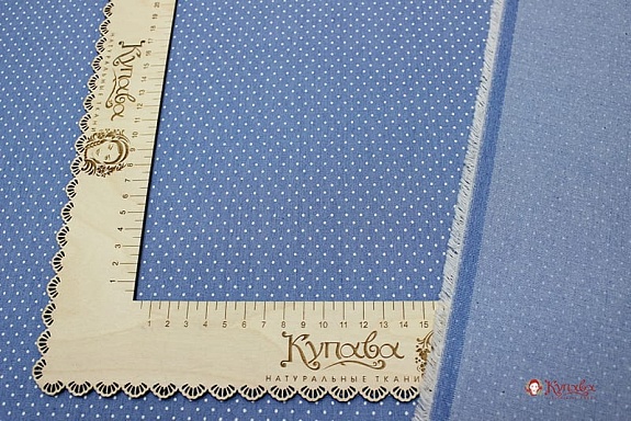 Джинсовая ткань "Очень мелкий горох на голубой джинсе", ш.1.48м, хлопок-85%,п/э-15%, 140гр/м.кв