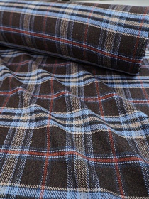 Шерсть пальтово-костюмная Твид "Клетка" цв.темный шоколад, ш.1.5м, шерсть-10%, п/э-90%, 350гр/м.кв