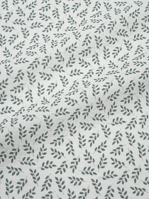 Муслин двухслойный с эф.жатости "Весенние веточки" цв.белый, ш.1.35м, хл-100%, 120гр/м.кв