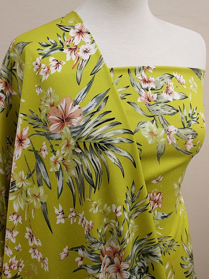 Плательная вискоза "Тропиканка" цв.оливково-горчичный, СОРТ2, ш.1.45м, вискоза-100%, 135гр/м.кв