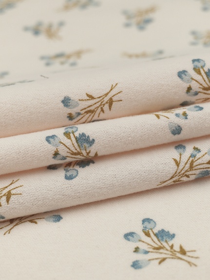 Теплый хлопок "Ранние букетики - голубые цветочки", ш.1.5м, хлопок-100%, 160гр/м.кв