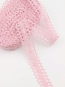Кружево цв.нежно-розовый, ш.19мм, хлопок-90%, п/э-10%, 10м, рис.047/11