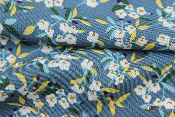 Штапель "Аурика" цв.лазурно-серый, ш.1.45м, вискоза-100%, 90гр/м.кв