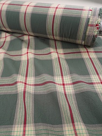 Вареный (стираный) хлопок "Клетка" цв.темный серо-зеленый, ш.2.5м, хл-100%, 115гр/м.кв