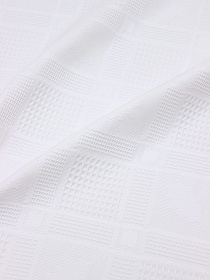 Вафельное премиум-полотно жаккард "Italy" (клетка+листики), цв.Белый, ш.1.48м, хл-100%, 300гр/м.кв