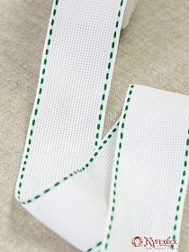Канва цв.Белый с зеленым стежком, ш.40мм, п/э -100%