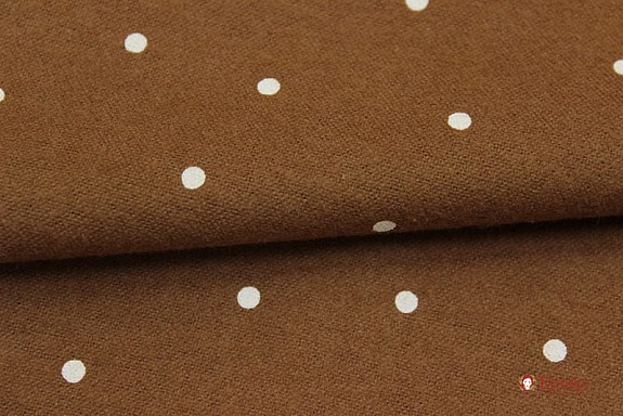 Теплый хлопок "Россыпь гороха на коричневом", ш.1.5м, хлопок-100%, 160гр/м.кв