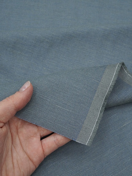 Лен с вискозой с эффектом мятости цв.Серо-синий меланж, ш.1.45м, лен-53%, вискоза-47%, 195гр/м.кв