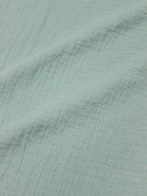 Муслин двухслойный с эффектом жатости цв.Св.серо-мятная дымка, ш.1.35м, хлопок-100%, 110гр/м.кв