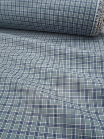 Пестроткань сорочечная "Средняя клетка" цв.голубая ель, ш.1.4м, хлопок-100%, 100гр/м.кв