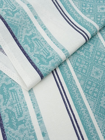 Мерный лоскут Холст полотенечный жаккард "Вышивка" цв.мятно-бирюзовый, ш.0.5м, лен-30%, хлопок-70%, 210гр/м.кв