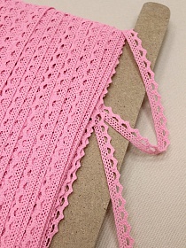 Кружево цв.розовая гвоздика, ш.11мм, хлопок-90%, п/э-10%