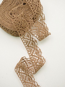 Кружево цв.песочно-коричневый, ш.30мм, хлопок-90%, п/э-10%, 10м, рис.024/9