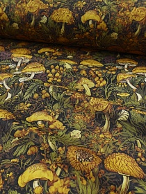 Импорт. хлопок "Грибы" цв.горчичный, ш.1.45м, хлопок-100%, 100гр/м.кв