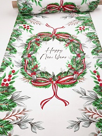 Мерный лоскут Дорожка "Зимний венок", ш.0.5м, хлопок-100%, 228гр/м.кв, раппорт 64см