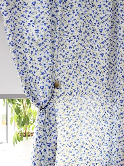 Полулен "Душистые васильки", ш.1.5м, хлопок-70%, лен-30%, 140гр/м.кв