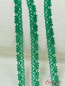 Кружево хлопок-90%, п/э-10%, 15мм, цв.зеленый, рис.016/31