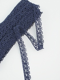 Кружево цв.темный джинс, ш.12мм, хлопок-90%, п/э-10%, 10м