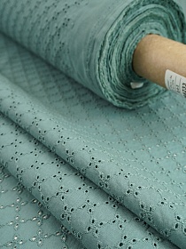 Шитье "Мелкие четырехлистники" цв.т.зелено-бирюзовая дымка, ш.1.5м (выш.часть 1.35м), батист, хл-100%