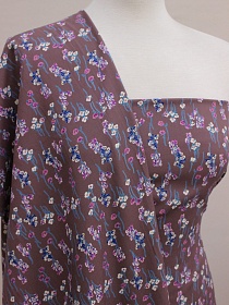 Штапель Премиум "Цветочный ручеек" цв.кофейный, ш.1.45м, вискоза-100%, 120гр/м.кв