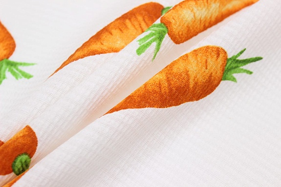 Вафельное полотно (холст) "Морковки на белом", ш.0.5м, хлопок-100%, 170гр/м.кв