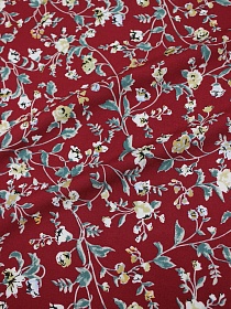 Штапель "Теплые воспоминания" цв.бордово-красный, ш.1.45м, вискоза-100%, 110гр/м.кв