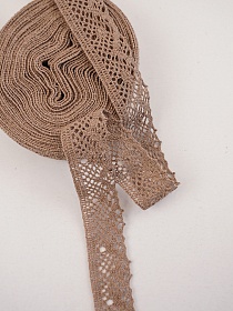 Кружево цв.песочно-коричневый, ш.30мм, хлопок-90%, п/э-10%, 10м., рис.111/9