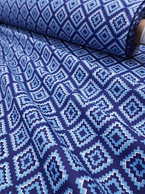 Бязь "Пиксельный ромб" цв.синий, ш.1.5м, хлопок-100%, 110гр/м.кв