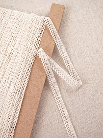 Кружево цв.ванильный, ш.10мм, хлопок-90%, п/э-10%, рис.129/2