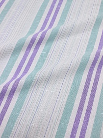 Полулен "Постельный меланж с узкой мятной/сиреневой полоской", ш.2.2м, лен-30%,хл-70%, 135гр/м.кв