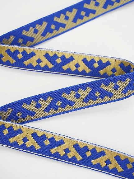 Жак.лента 18мм Желтый оберег на васильковом