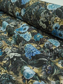 Плательный хлопок Цифр.печать "Эфина - синие цветы", ш.1.5м, хлопок-100%, 170гр/м.кв