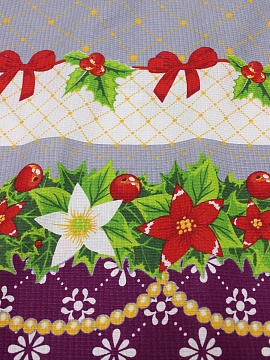 Вафельная ткань "Новый год (цв.черника)", Сорт2, ш.1.5м, 160 гр/м.кв